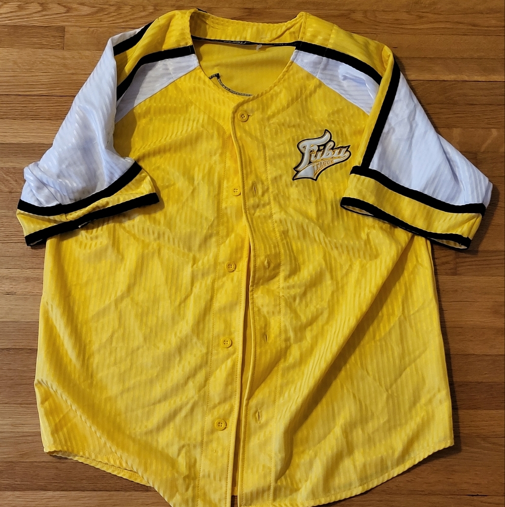 Yellow and White Fubu Baseball Jersey
